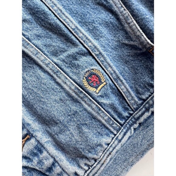 Vintage TOMMY HILFIGER 100% Cotton Star Print Lined Denim Vest, Size XL - Picture 7 of 16